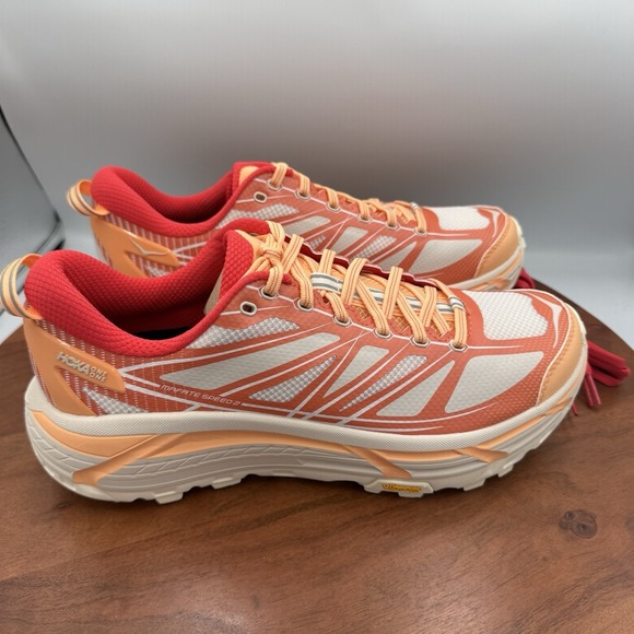 HOKAMafate Speed 2Ember/Pale Tangerine Vibram Sole RunningShoe Men Sz 10